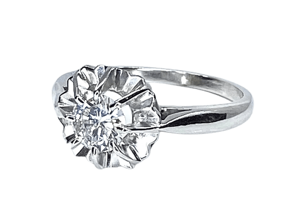 Bague 51 Bague en or blanc 18 carats avec diamant taille brillant 58 Facettes AB462