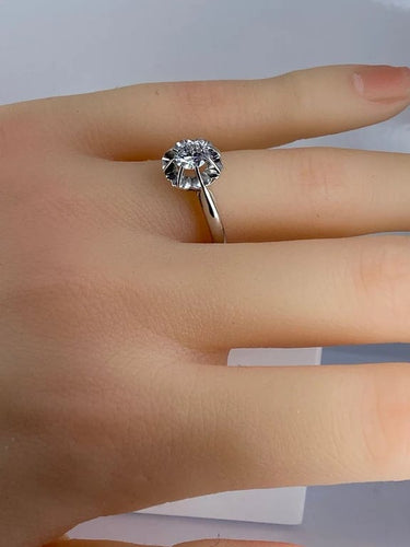 Bague 51 Bague en or blanc 18 carats avec diamant taille brillant 58 Facettes AB462