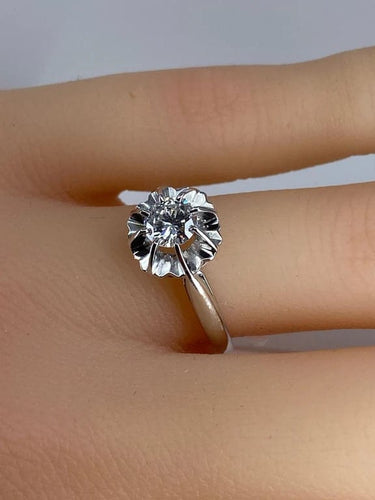 Bague 51 Bague en or blanc 18 carats avec diamant taille brillant 58 Facettes AB462