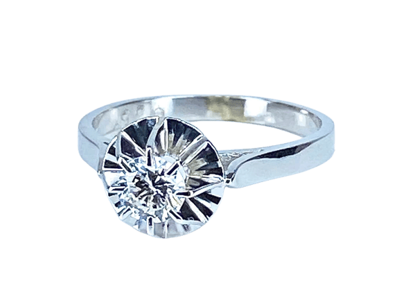 Bague 51 Bague en or blanc 18 carats avec diamant taille brillant 58 Facettes AB463
