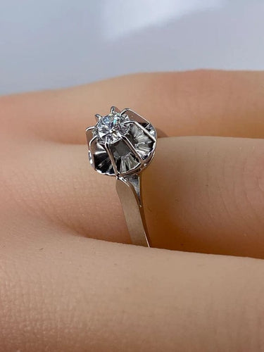 Bague 51 Bague en or blanc 18 carats avec diamant taille brillant 58 Facettes AB463