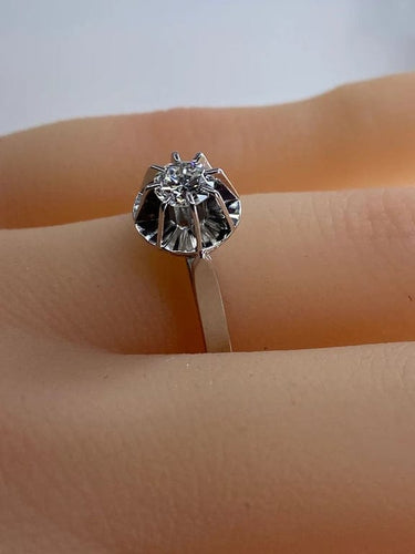 Bague 51 Bague en or blanc 18 carats avec diamant taille brillant 58 Facettes AB463