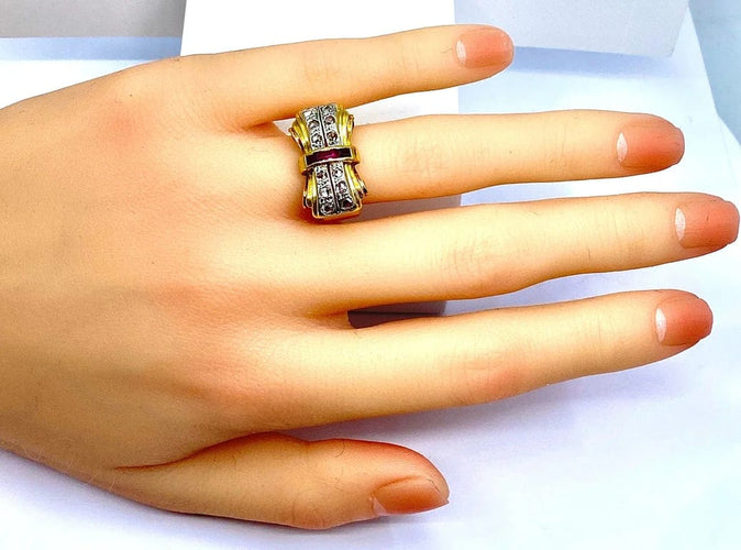 Bague 53 Bague Tank en or jaune 18 carats et diamants, vers 1930-1940 58 Facettes AB465
