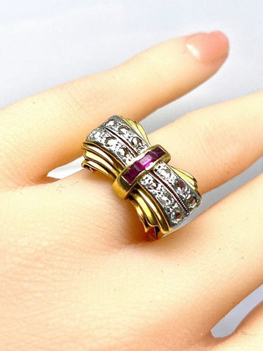 Bague 53 Bague Tank en or jaune 18 carats et diamants, vers 1930-1940 58 Facettes AB465