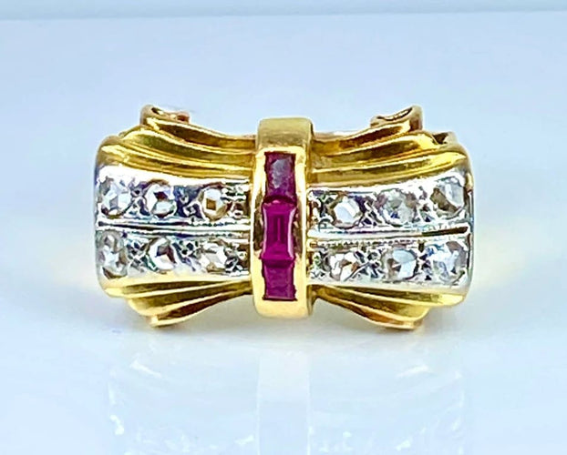 Bague 53 Bague Tank en or jaune 18 carats et diamants, vers 1930-1940 58 Facettes AB465