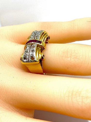 Bague 53 Bague Tank en or jaune 18 carats et diamants, vers 1930-1940 58 Facettes AB465
