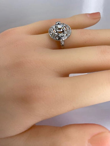 Bague 53 Bague en or blanc 18 carats sertie de diamants (1900-1930) 58 Facettes AB475