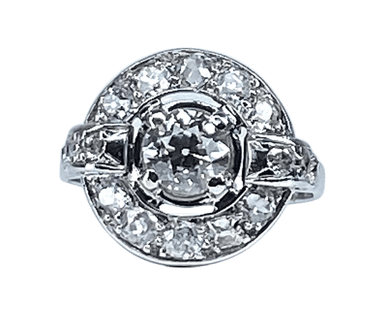 Bague 53 Bague en or blanc 18 carats sertie de diamants (1900-1930) 58 Facettes AB475