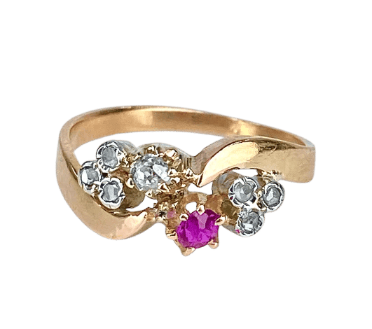 Bague 49 Bague en or 18 carats, diamants et rubis, époque 1900 58 Facettes AB490