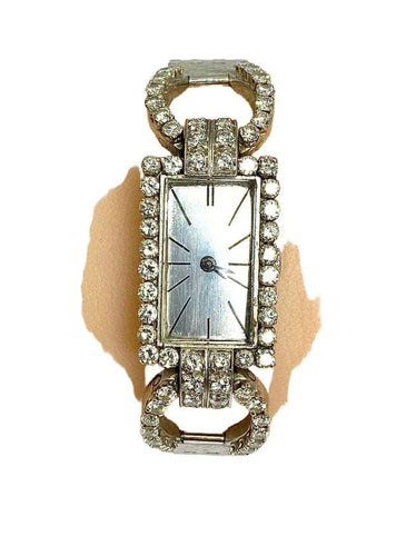 Montre Montre en or blanc 18 carats sertie de diamants (vers 1960-1980) 58 Facettes AB487