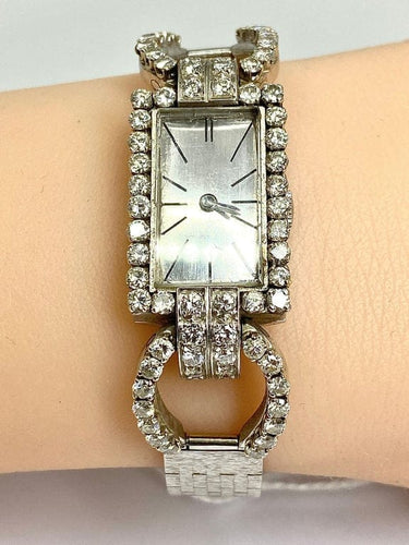 Montre Montre en or blanc 18 carats sertie de diamants (vers 1960-1980) 58 Facettes AB487