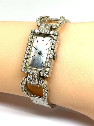 Montre Montre en or blanc 18 carats sertie de diamants (vers 1960-1980) 58 Facettes AB487