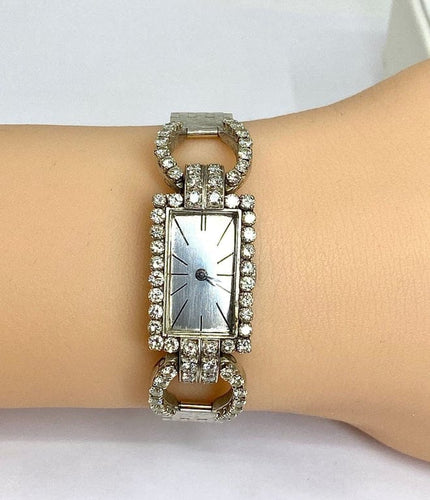 Montre Montre en or blanc 18 carats sertie de diamants (vers 1960-1980) 58 Facettes AB487