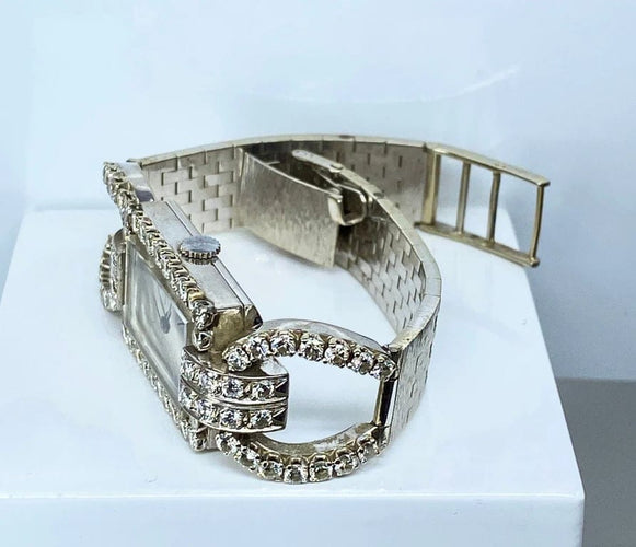 Montre Montre en or blanc 18 carats sertie de diamants (vers 1960-1980) 58 Facettes AB487