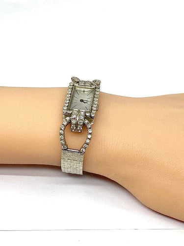 Montre Montre en or blanc 18 carats sertie de diamants (vers 1960-1980) 58 Facettes AB487