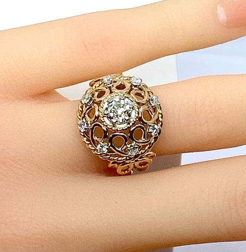 Bague 52 Bague en or jaune 18 carats avec diamants 58 Facettes AB493
