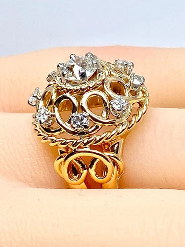 Bague 52 Bague en or jaune 18 carats avec diamants 58 Facettes AB493