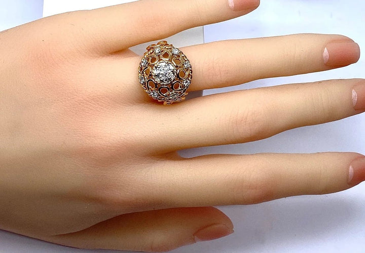 Bague 52 Bague en or jaune 18 carats avec diamants 58 Facettes AB493