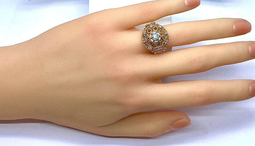 Bague 52 Bague en or jaune 18 carats avec diamants 58 Facettes AB493