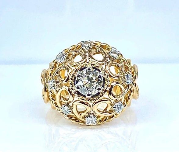 Bague 52 Bague en or jaune 18 carats avec diamants 58 Facettes AB493
