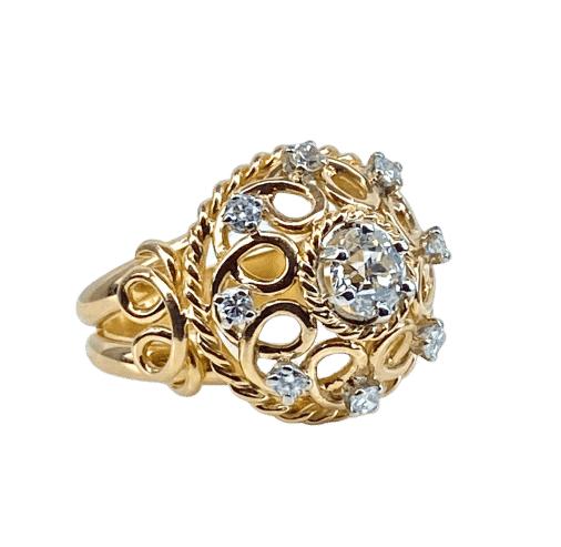 Bague 52 Bague en or jaune 18 carats avec diamants 58 Facettes AB493