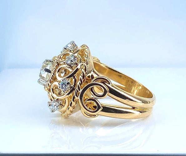 Bague 52 Bague en or jaune 18 carats avec diamants 58 Facettes AB493