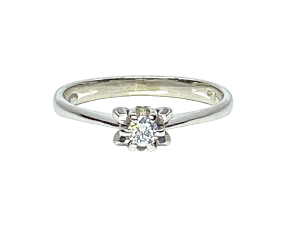 Bague 50 Bague solitaire en or blanc 18 carats et diamant taille brillant 58 Facettes AB513