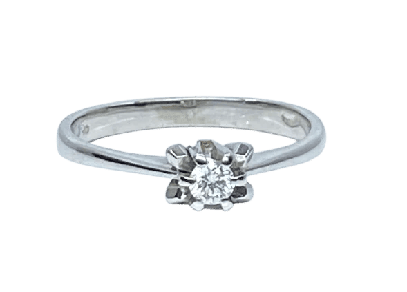 Bague 50 Bague solitaire en or blanc 18 carats et diamant taille brillant 58 Facettes AB513