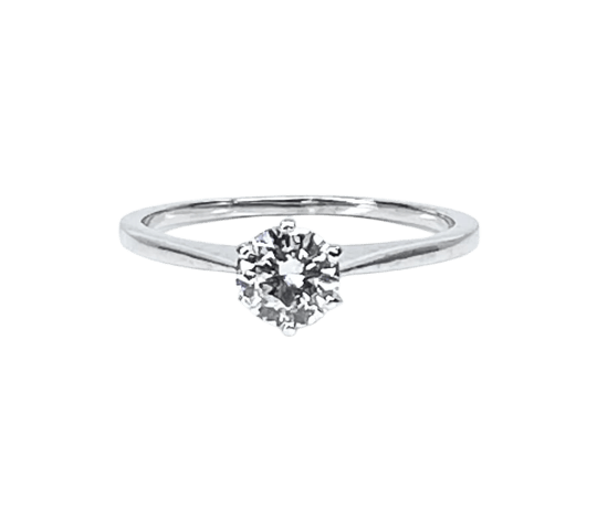 Bague 50 Bague solitaire en or blanc 18 carats et diamant 0,50 ct 58 Facettes AB514