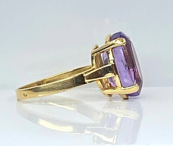 Bague 55 Bague en or jaune 18 carats avec améthyste ovale 58 Facettes AB520