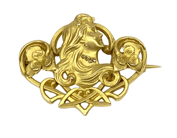 Broche Broche Art nouveau en or jaune 18 carats et diamants 58 Facettes AB523
