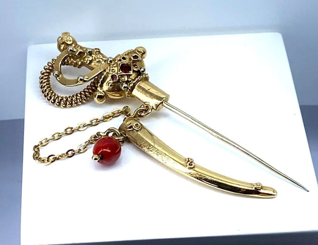 Broche Broche épingle de cravate épée en or 18 carats 58 Facettes AB524