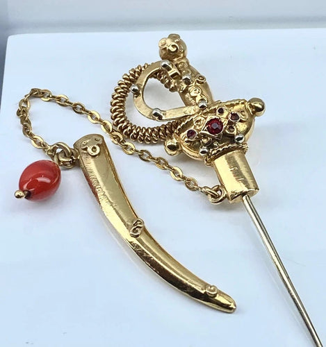 Broche Broche épingle de cravate épée en or 18 carats 58 Facettes AB524