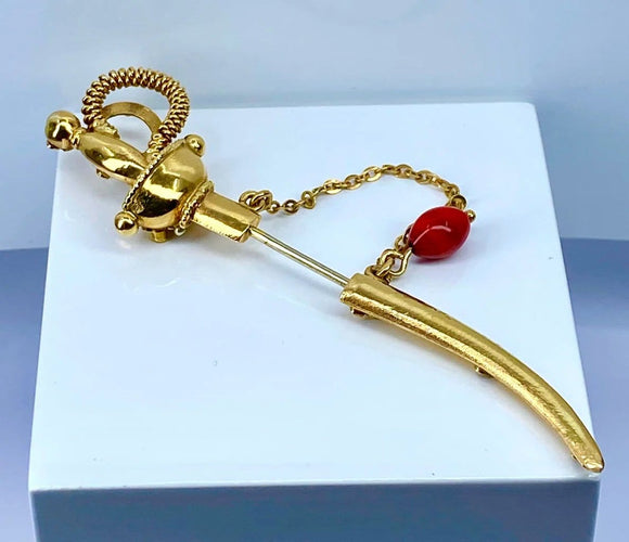 Broche Broche épingle de cravate épée en or 18 carats 58 Facettes AB524