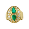Bague 51.5 Bague en or jaune 18 carats avec émeraudes et diamants 58 Facettes AB531