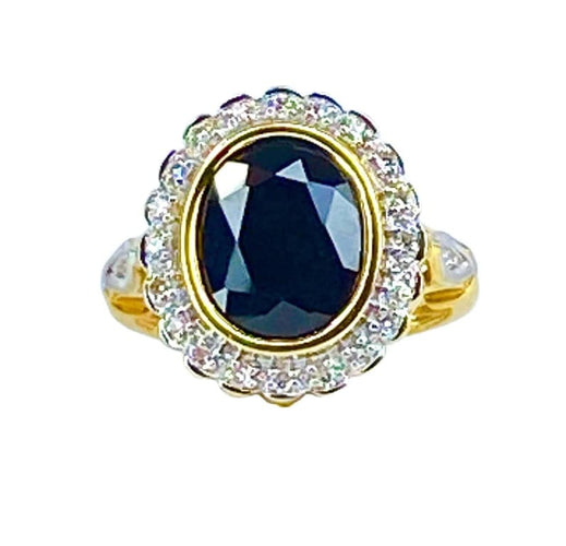 Bague 53 Bague marguerite en or jaune 18 carats, saphir et diamants 58 Facettes AB530