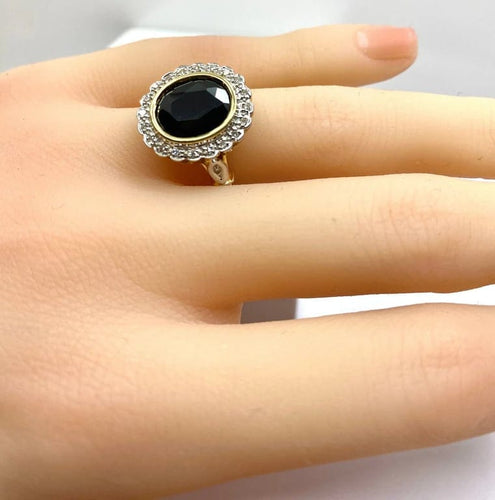 Bague 53 Bague marguerite en or jaune 18 carats, saphir et diamants 58 Facettes AB530