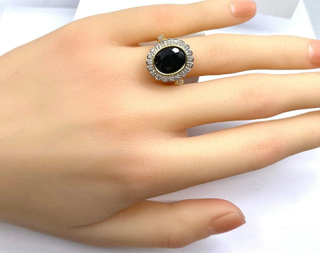 Bague 53 Bague marguerite en or jaune 18 carats, saphir et diamants 58 Facettes AB530
