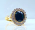 Bague 53 Bague marguerite en or jaune 18 carats, saphir et diamants 58 Facettes AB530