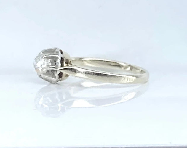 Bague 50.5 Bague solitaire en or blanc 18 carats et platine sertie d’un diamant 0,50 ct 58 Facettes AB536