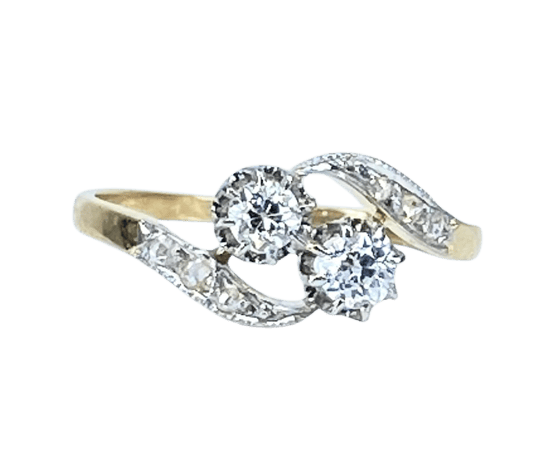 Bague 54 Bague toi et moi en or 18 carats et diamants 58 Facettes AB553