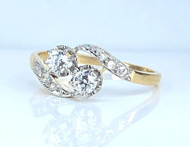 Bague 54 Bague toi et moi en or 18 carats et diamants 58 Facettes AB553