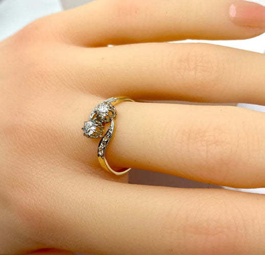 Bague 54 Bague toi et moi en or 18 carats et diamants 58 Facettes AB553