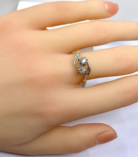 Bague 54 Bague toi et moi en or 18 carats et diamants 58 Facettes AB553