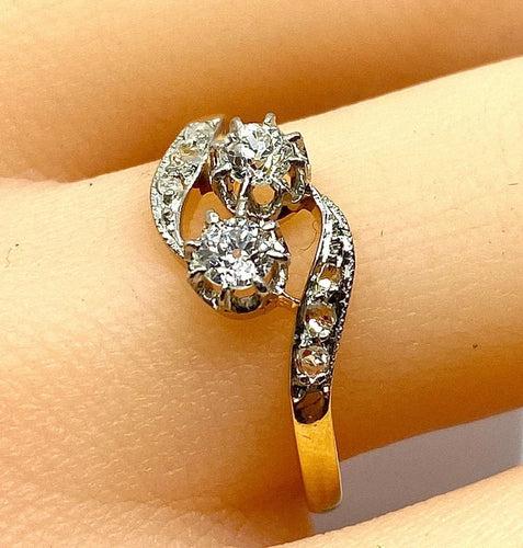 Bague 54 Bague toi et moi en or 18 carats et diamants 58 Facettes AB553
