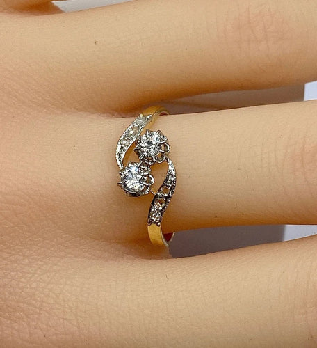 Bague 54 Bague toi et moi en or 18 carats et diamants 58 Facettes AB553