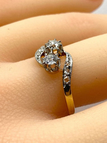 Bague 54 Bague toi et moi en or 18 carats et diamants 58 Facettes AB553