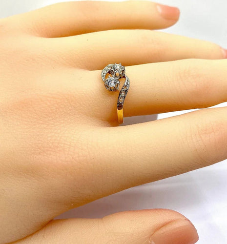 Bague 54 Bague toi et moi en or 18 carats et diamants 58 Facettes AB553