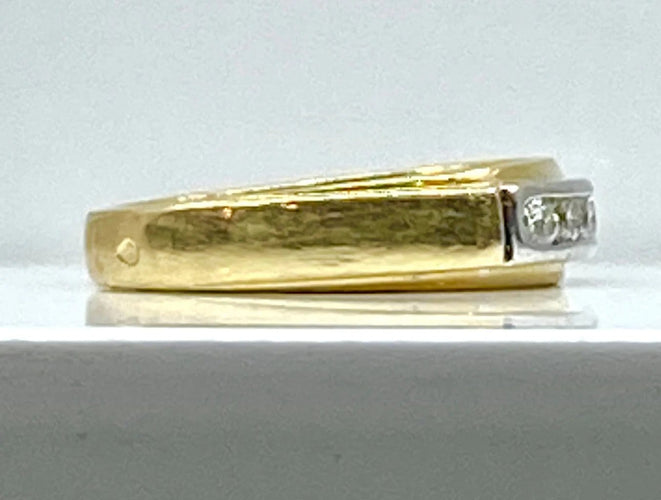 Bague 50 Demi-alliance - Bague en or jaune et or blanc 18 carats et diamants 58 Facettes AB555