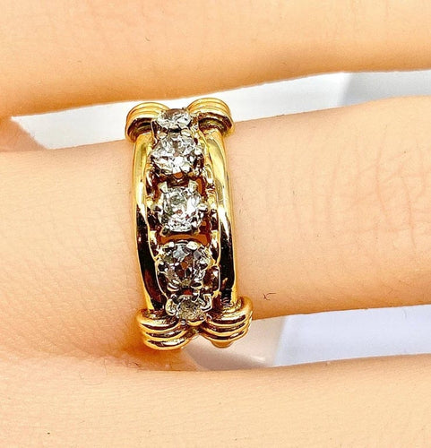 Bague 46 Bague en or jaune 18 carats avec 5 diamants 58 Facettes AB559
